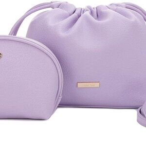 Vegan Leather Beauty Bag Duo Small Pouch Crossbody Organizer Travel